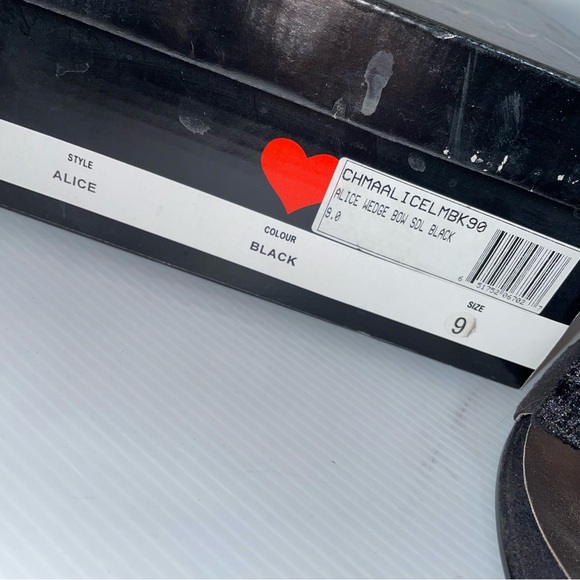 Luichiny Alice Chrome tip open toe Black Wedge w/ Black bows w/ Vintage buckles - Picture 11 of 15